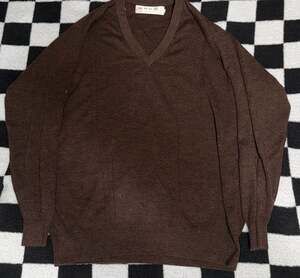 Kai Kai Pure New Wool V-Neck Sweater Brown Size 120